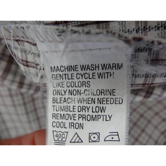 Men's Arrow Dress Shirt Size L 16 1/2 32-33 Brown Plaid Long Sleeve - Picture 10 of 13